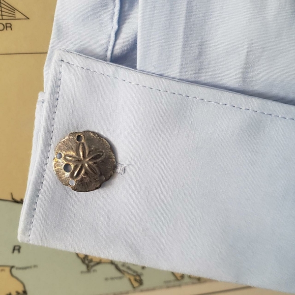 Express 1MX Men's French Cuff Button Down Shirt with Sand Dollar Cuff Links - Picture 2 of 3